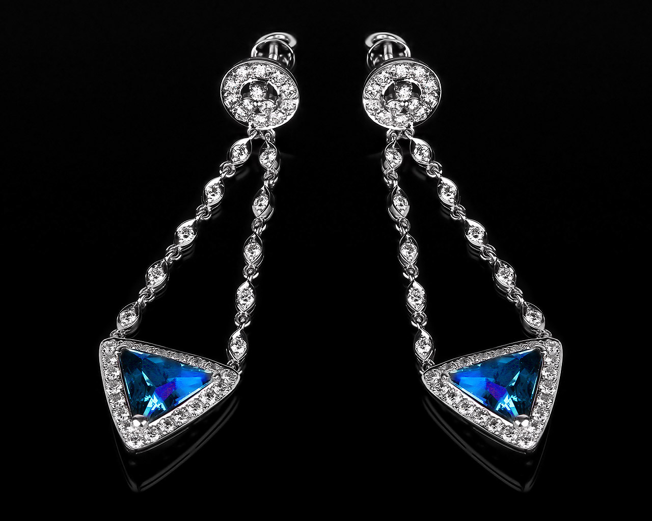 Золотые серьги с топазами и бриллиантами 2.64ct 170217/7