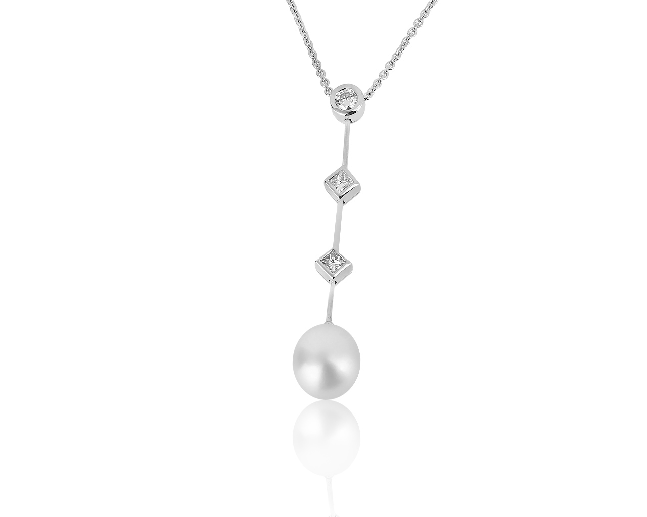 Итальянский золотой кулон с жемчугом 11*12 мм 100919/13