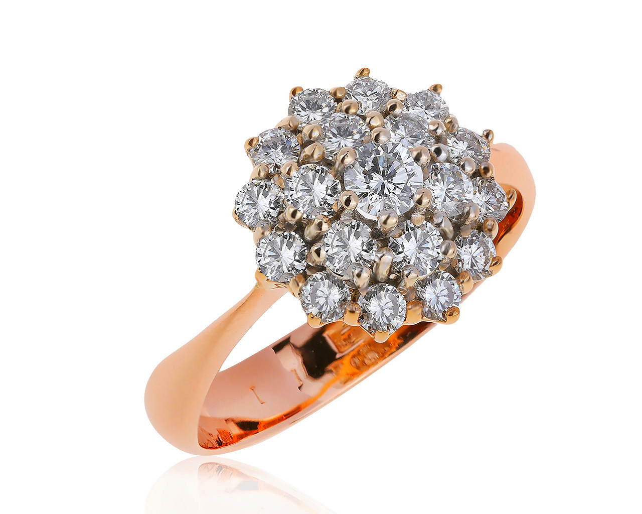 Винтажное золотое кольцо с бриллиантами 0.92ct
