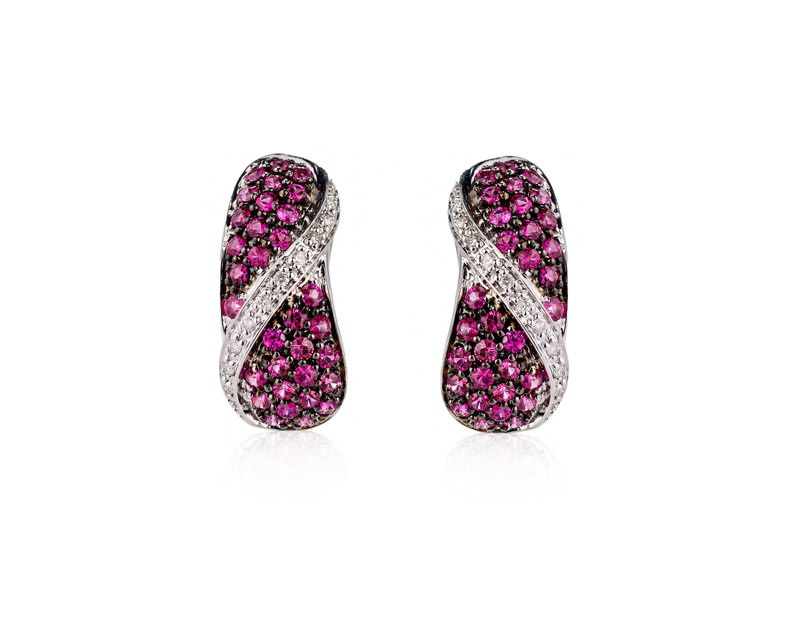 Золотые серьги с сапфирами 1.60ct и бриллиантами 0.12ct 060726/3