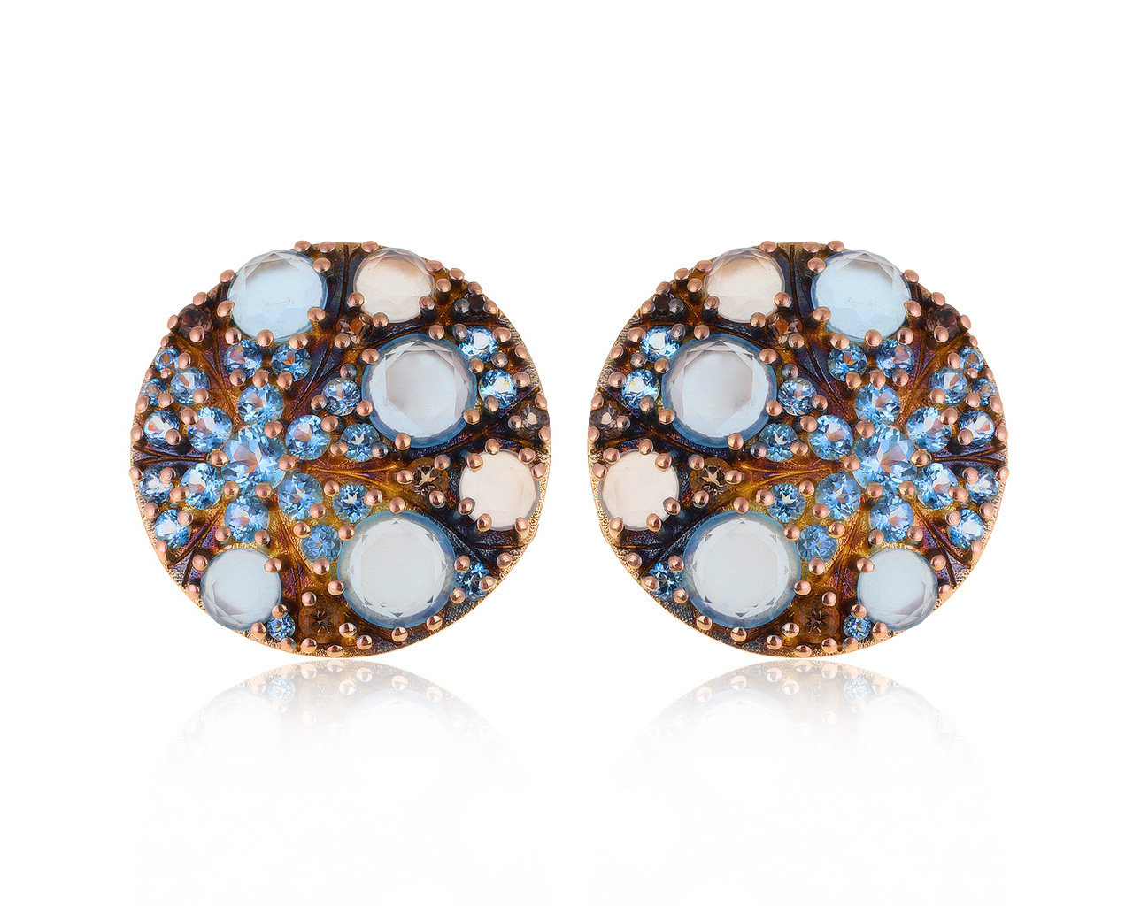 Оригинальные золотые серьги с кварцами 1.85ct Pasquale Bruni Mandala