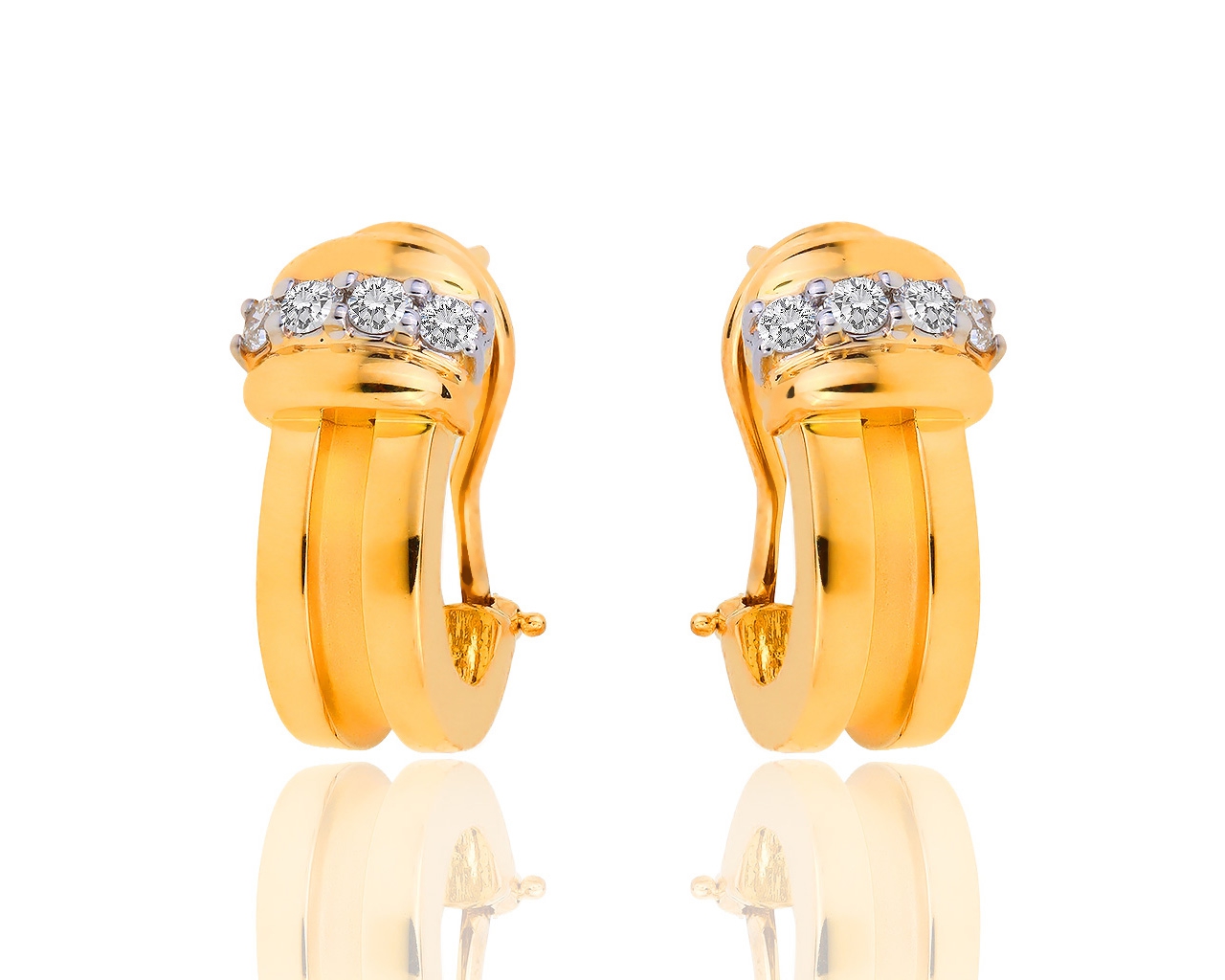 Золотые серьги с бриллиантами 0.45ct Tiffany&Co Atlas 211218/6 Золотые серьги с бриллиантами 0.45ct Tiffany&Co Atlas 211218/6