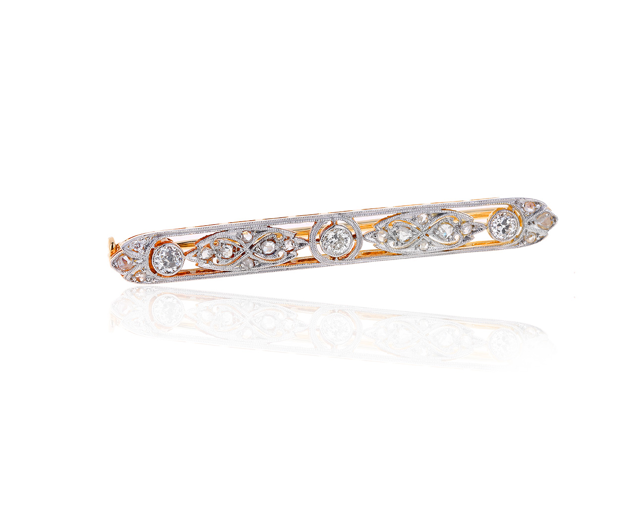 Богатая золотая брошь с бриллиантами 0.56ct 050719/13