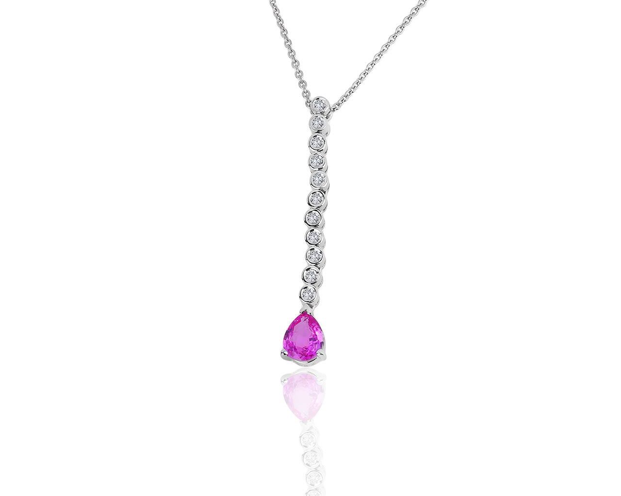 Праздничный золотой кулон с розовым сапфиром 1.20ct 100919/10