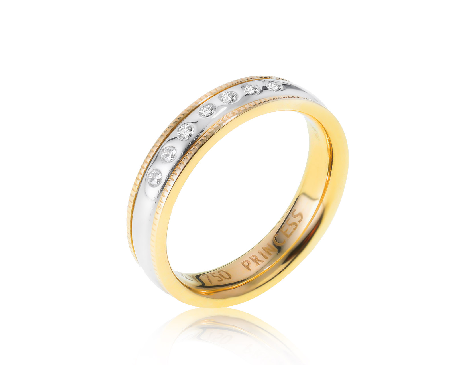 Богатое золотое кольцо с бриллиантами 0.08ct