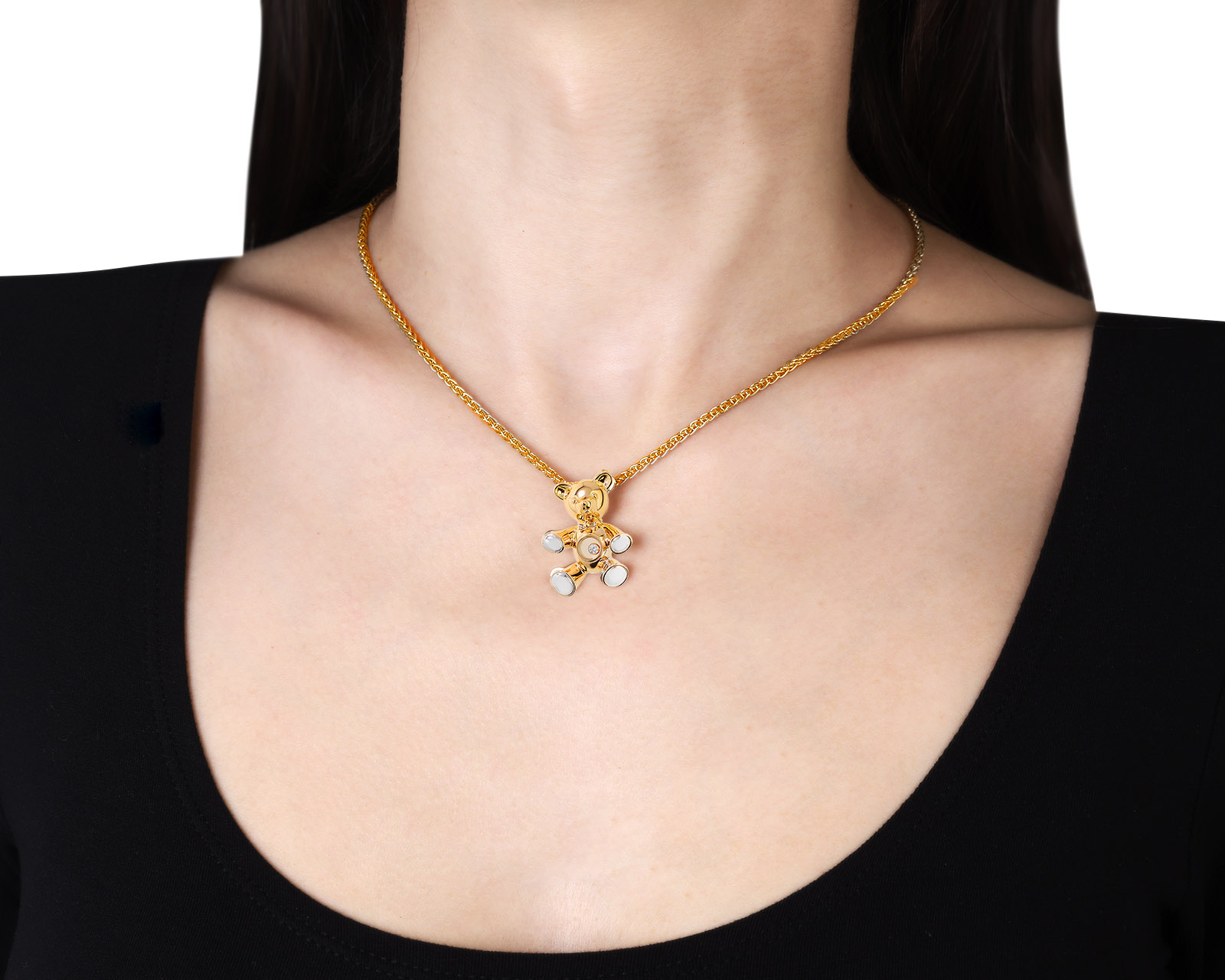 Оригинальный золотой кулон Chopard Happy Diamond Bear