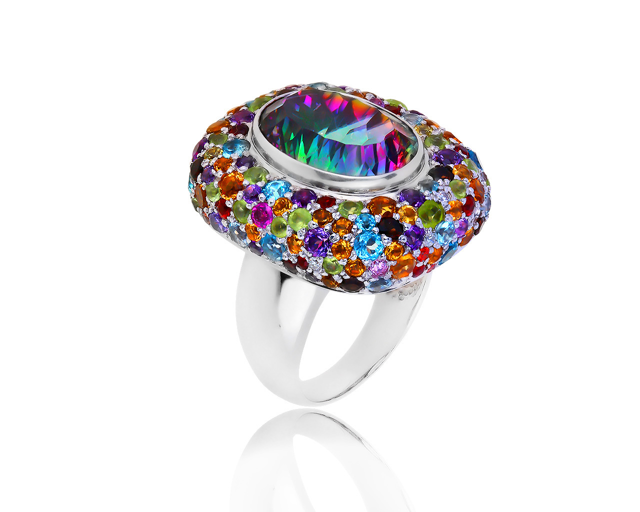 Коктейльное золотое кольцо с бриллиантами 0.11ct и топазом 12.70ct 180719/5