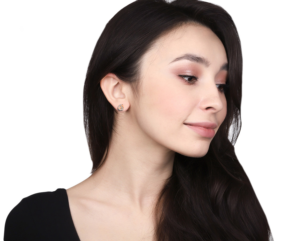 Красивые золотые серьги с бриллиантами 0.11ct