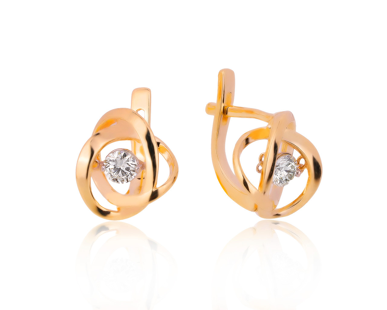 Изящные золотые серьги с бриллиантами 0.30ct