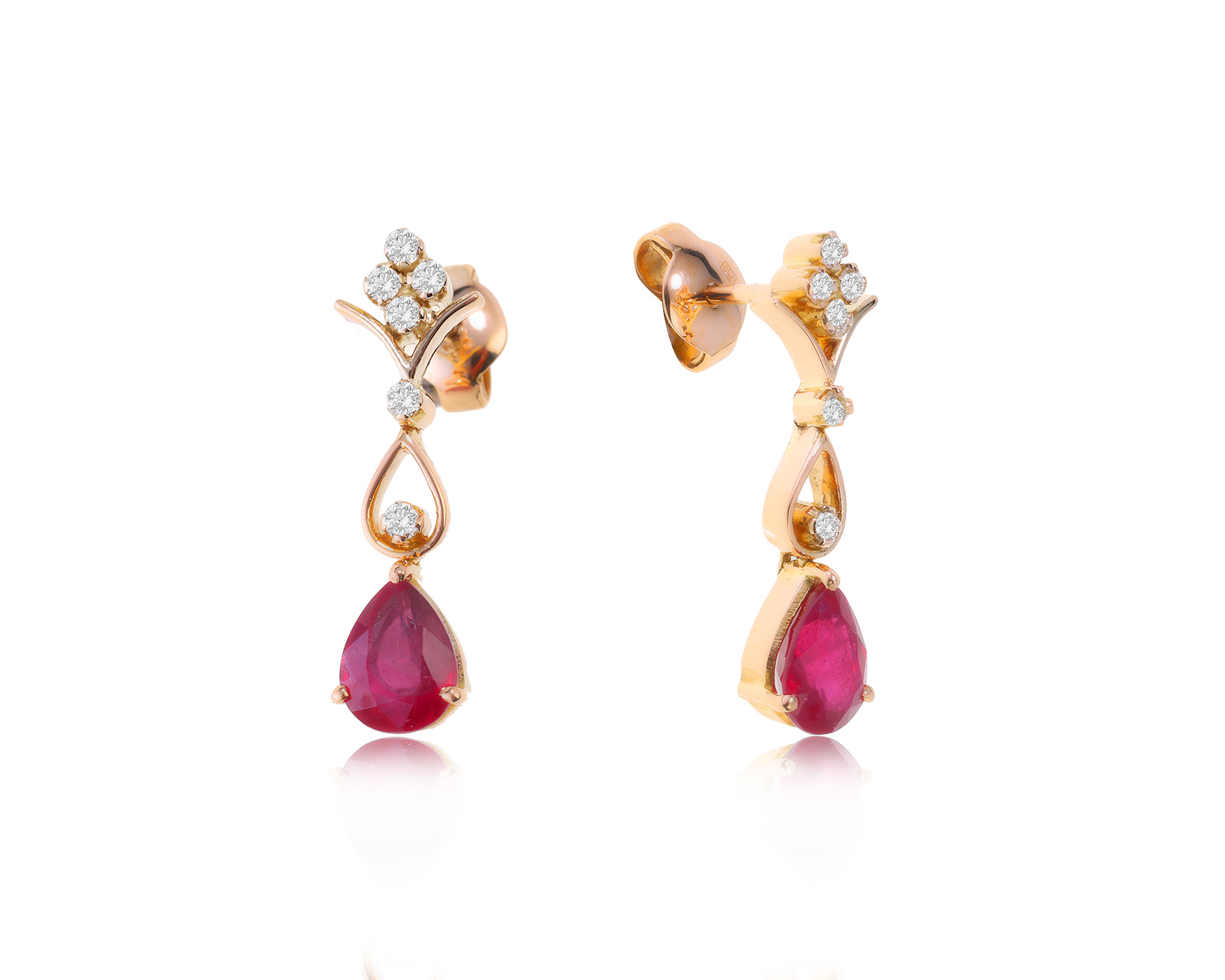 Золотые серьги с рубинами 3.05ct и бриллиантами 0.22ct 210623/4