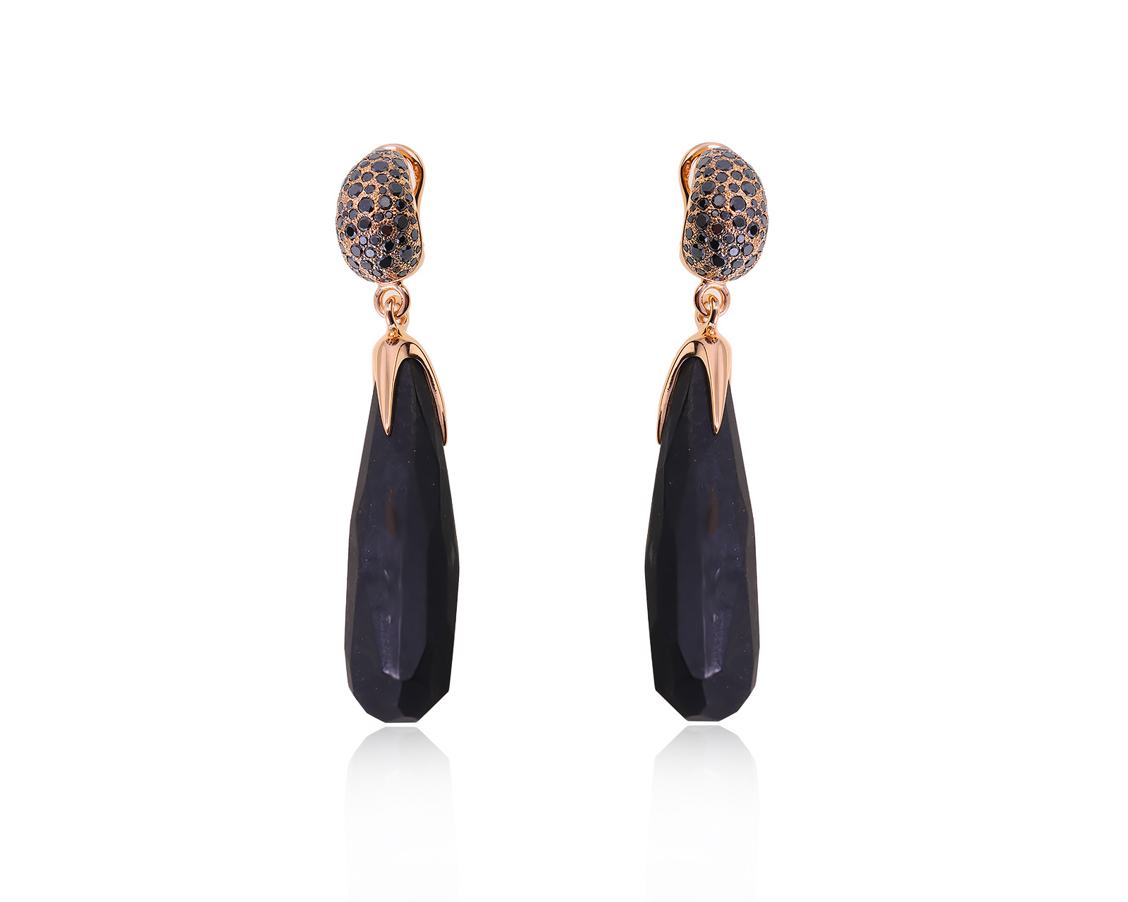 Оригинальные золотые серьги с гагатом 20.00ct Pomellato Victoria 210424/2