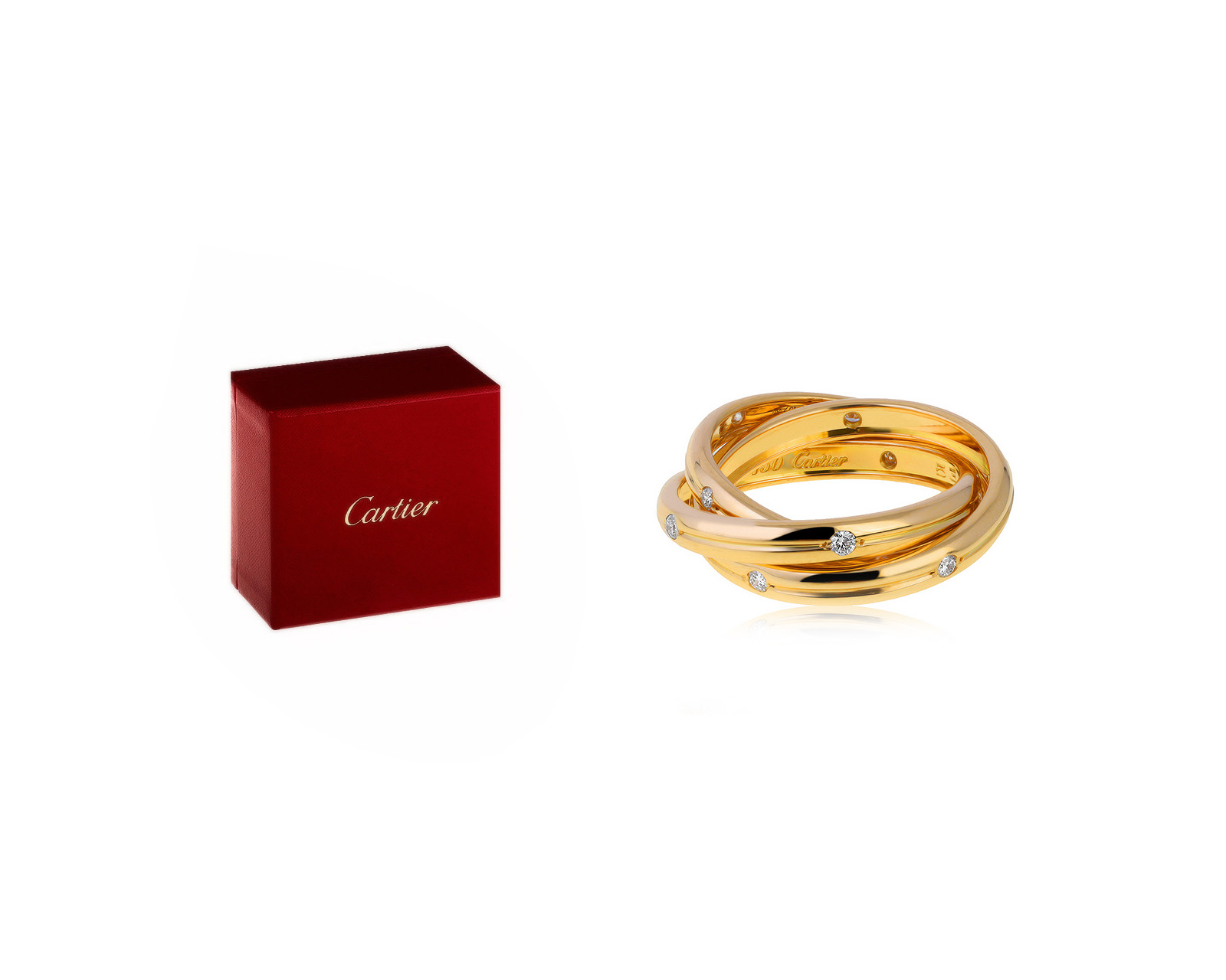 Оригинальное золотое кольцо с бриллиантами 0.30ct Cartier Trinity Vintage