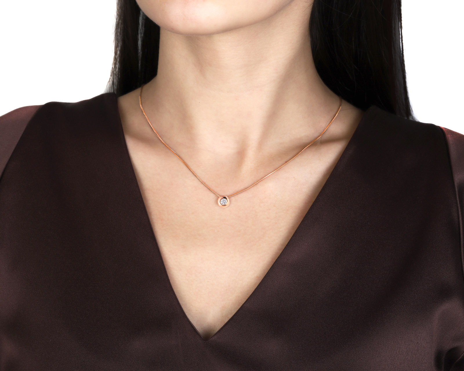 Золотое колье с бриллиантом 0.15ct