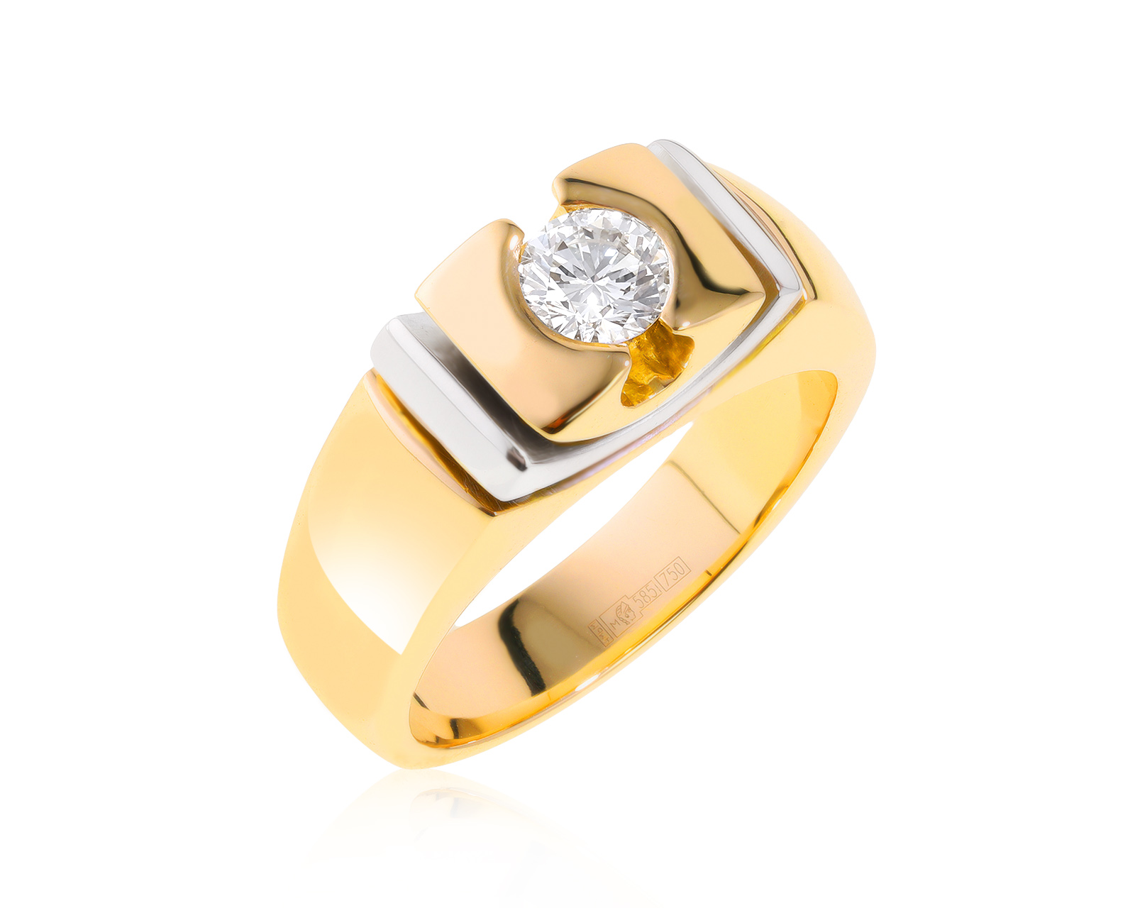Достойное золотое кольцо с бриллиантом 0.53ct
