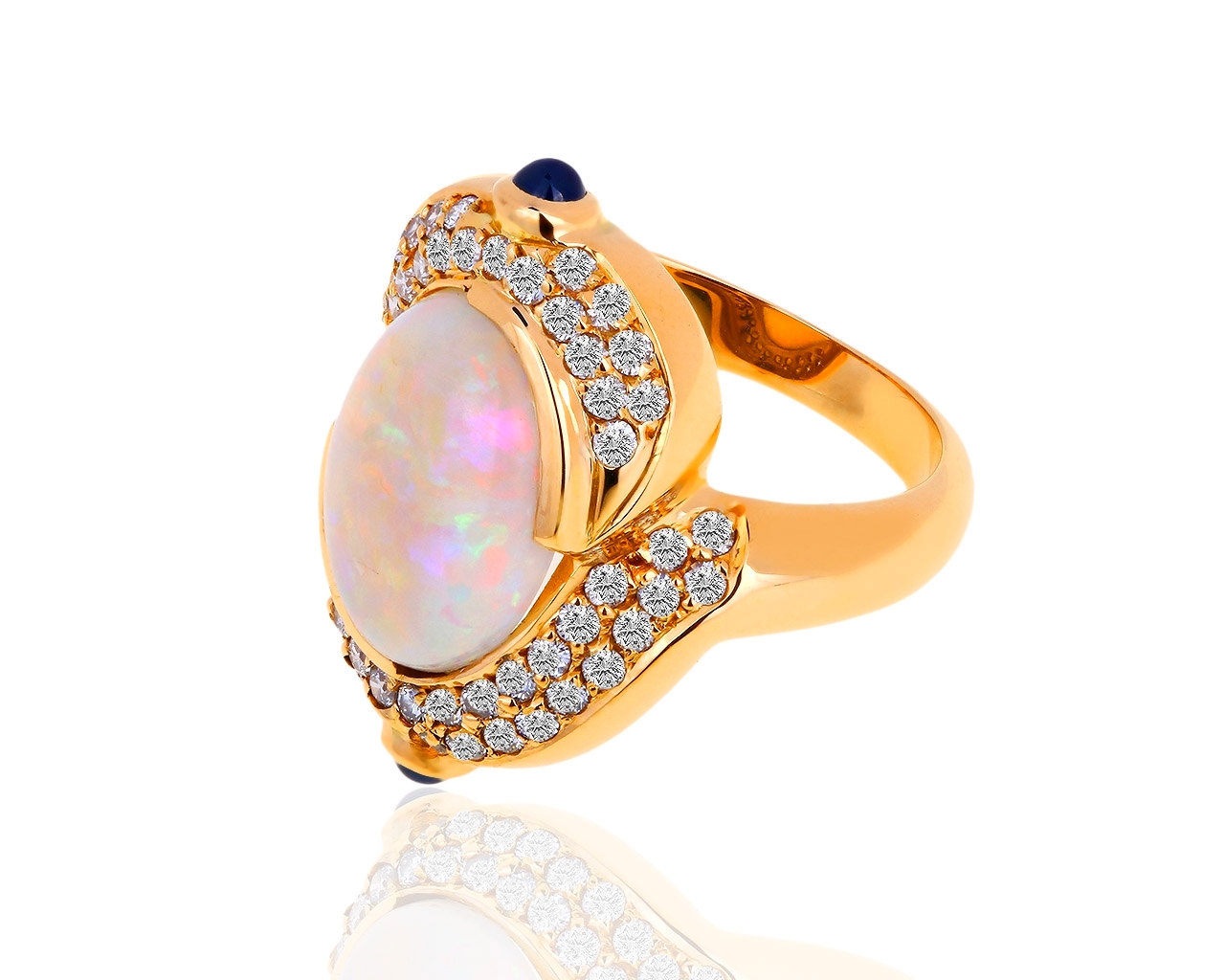 Прекрасное золотое кольцо с опалом и бриллиантами 0.84ct 241018/9