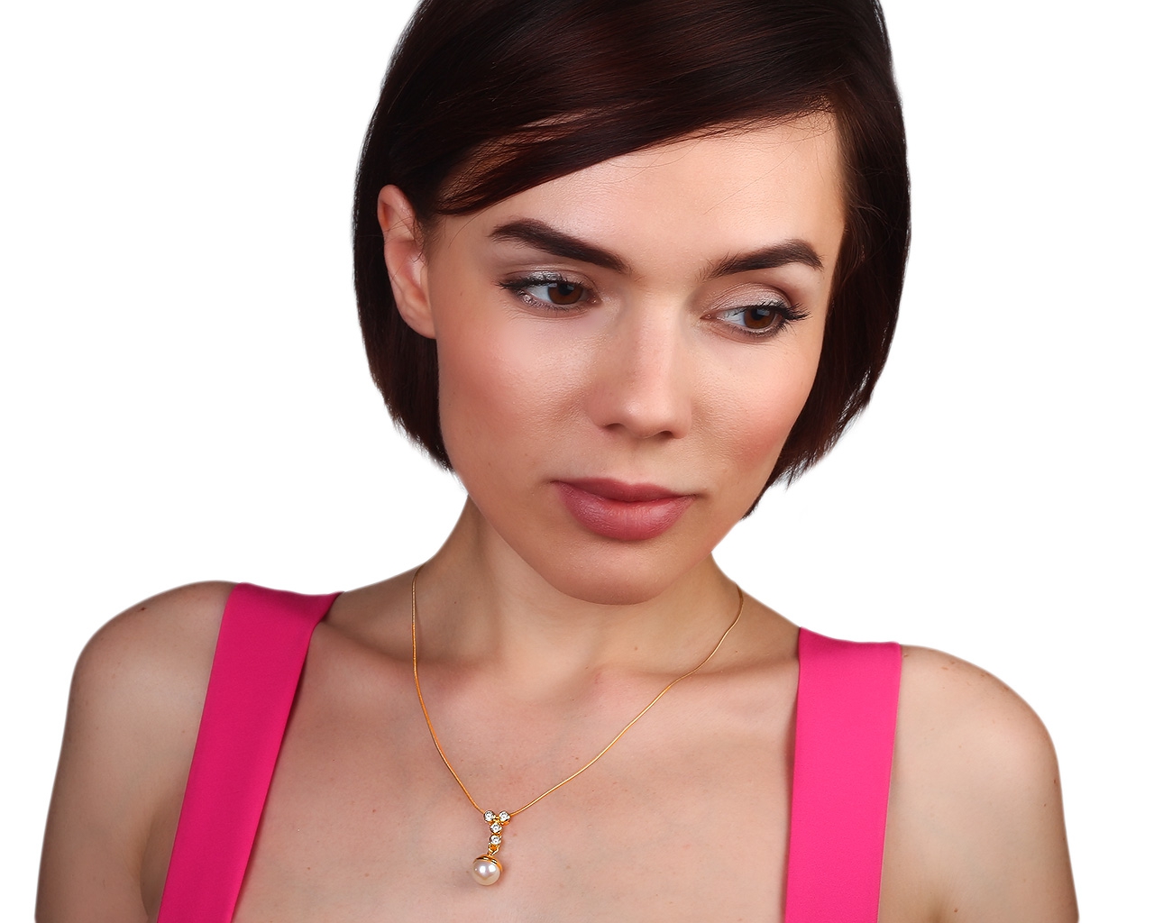 Золотая подвеска с жемчугом и бриллиантами 0.42ct