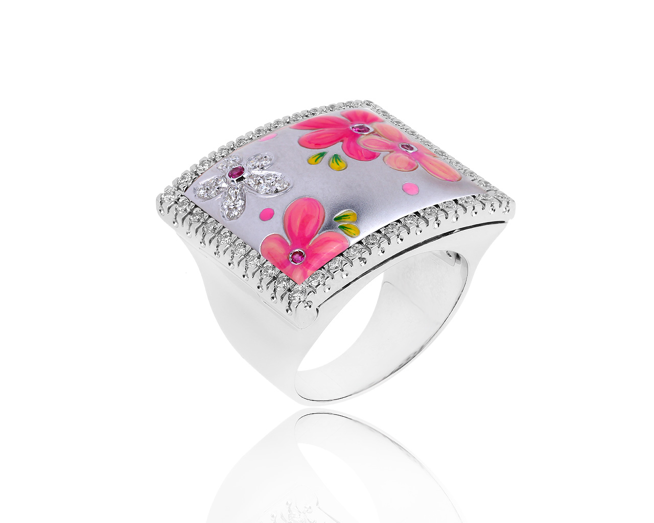 Золотое кольцо с бриллиантами 0.90ct и рубинами 0.04ct Bibigi 300519/2