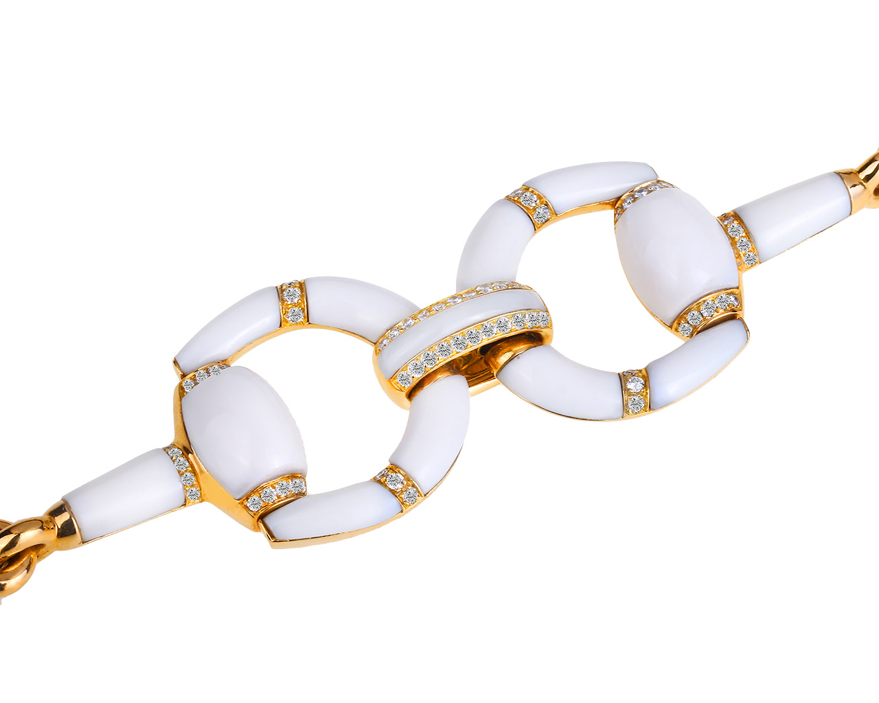 Золотой браслет с керамикой и бриллиантами 1.01ct Gucci