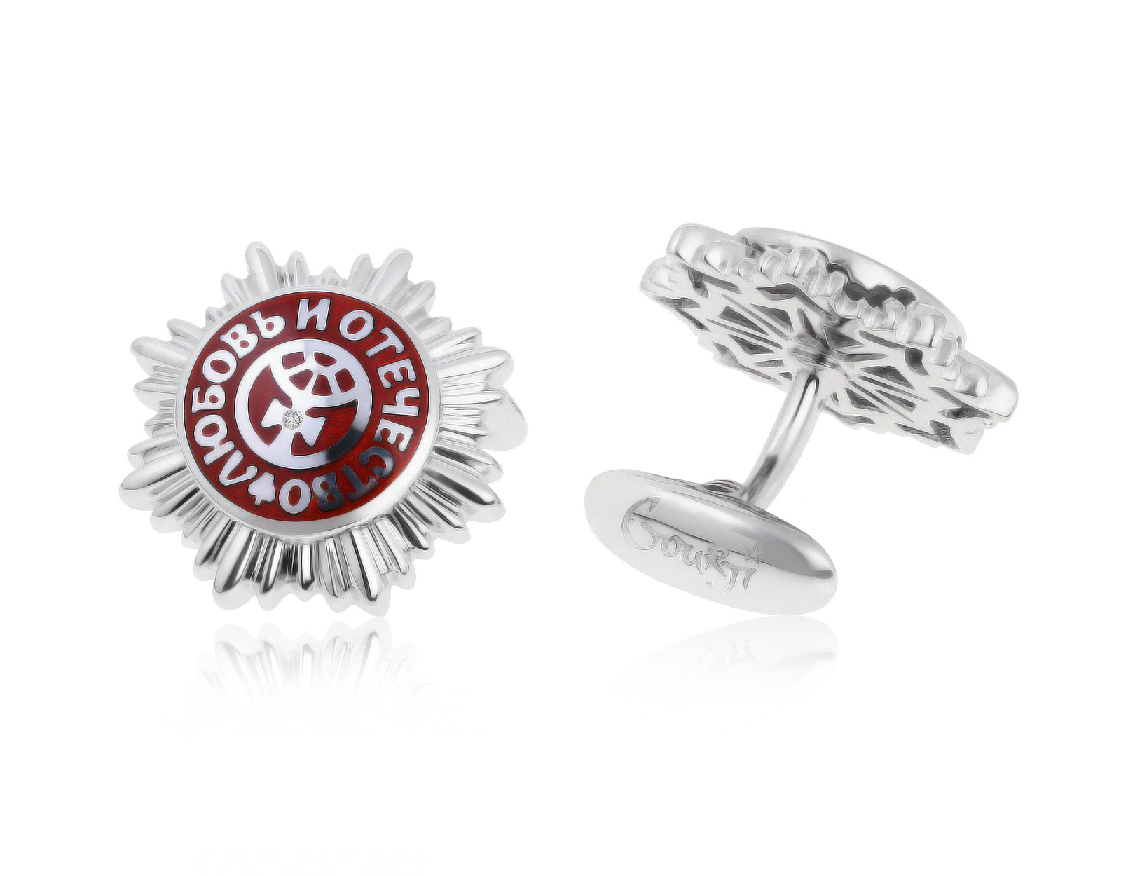 Оригинальные золотые запонки с бриллиантами 0.02ct Gourji 270621/4 Оригинальные золотые запонки с бриллиантами 0.02ct Gourji 270621/4