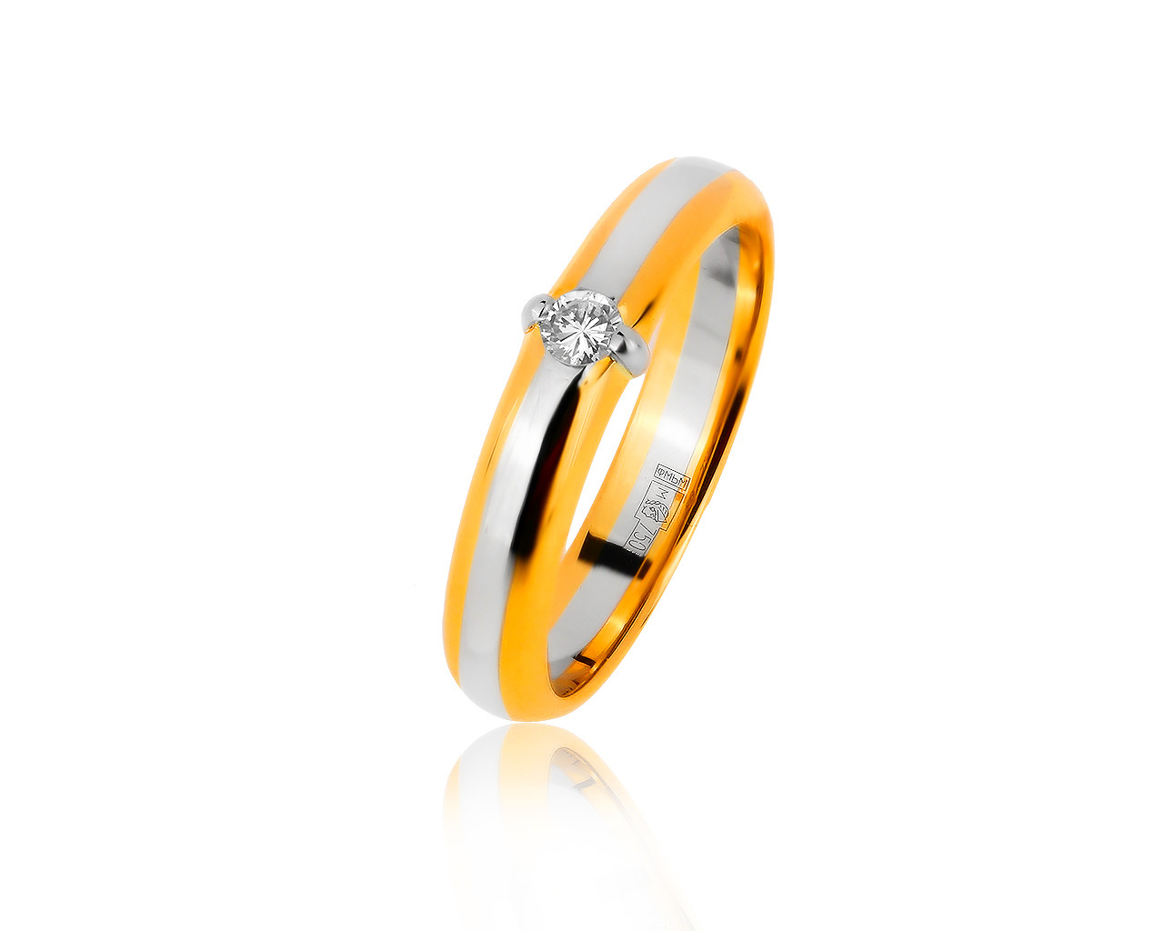 Изящное золотое кольцо с бриллиантом 0.05ct 141117/23