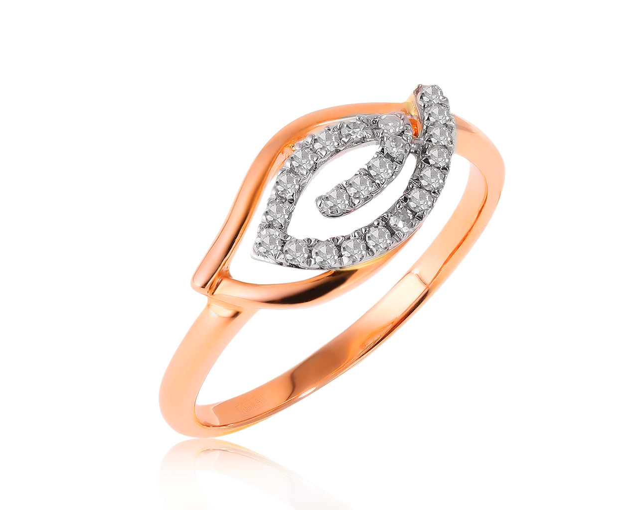 Красивое золотое кольцо с бриллиантами 0.15ct
