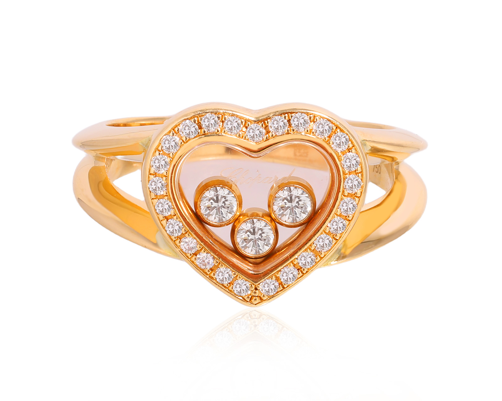 Оригинальное золотое кольцо Chopard Happy Diamonds