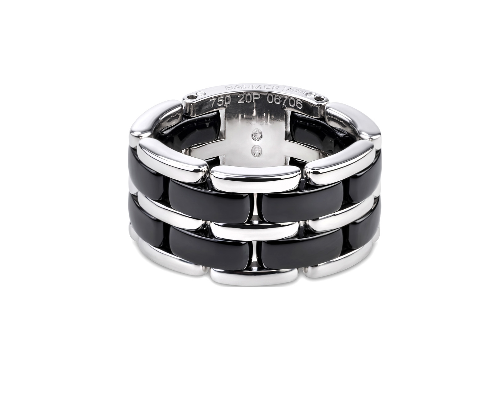 Оригинальное золотое кольцо с черной керамикой Chanel Ultra Large 030626/9