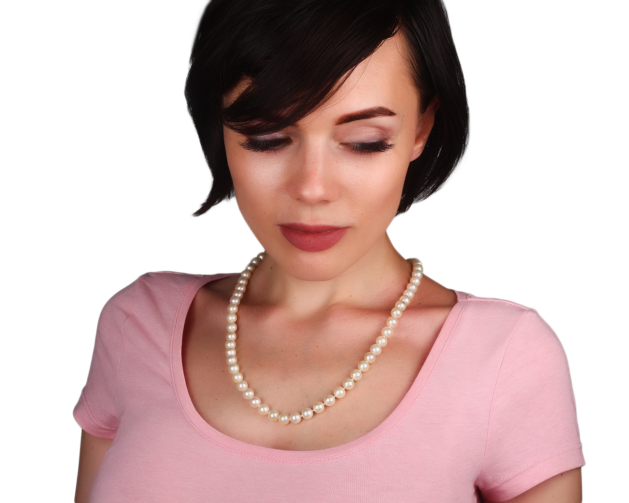 Жемчужное золотое колье с бриллиантами 0.35ct