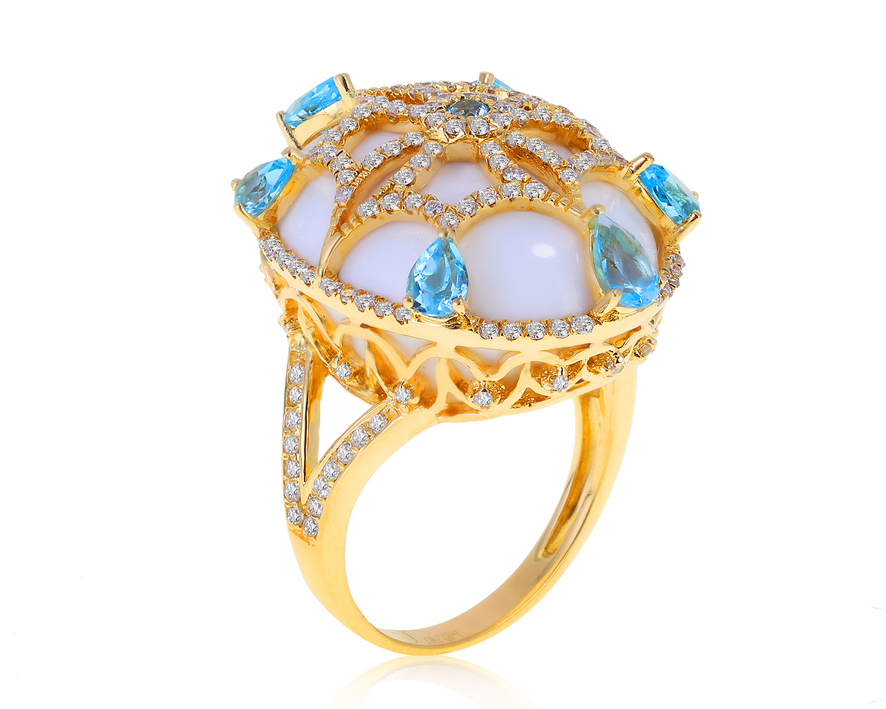 Оригинальное золотое кольцо с топазами 0.84ct Katie Decker 250419/021