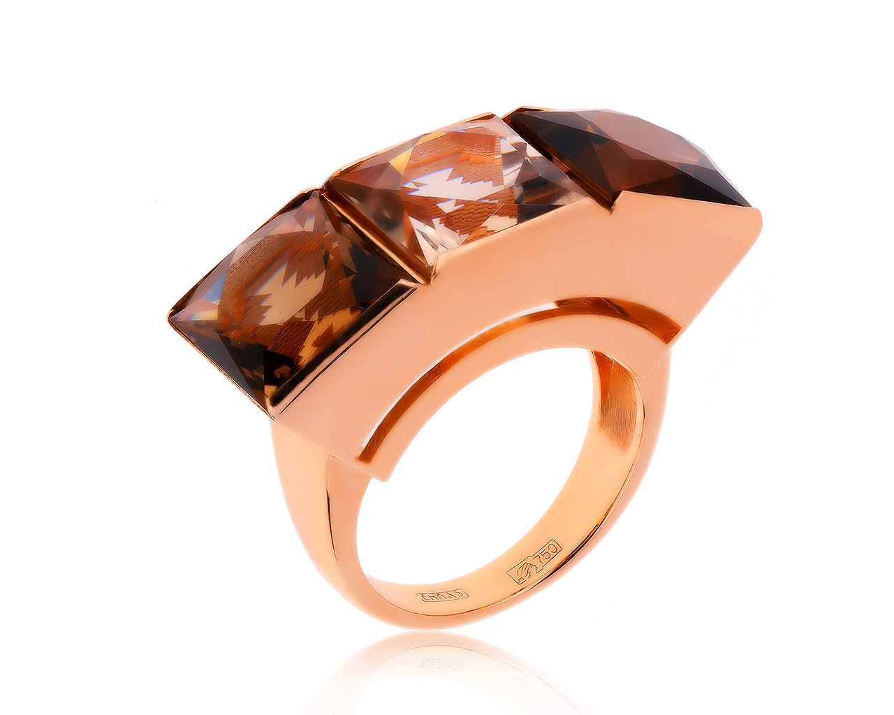 Завораживающее золотое кольцо с раухтопазами 15.50ct 300720/5