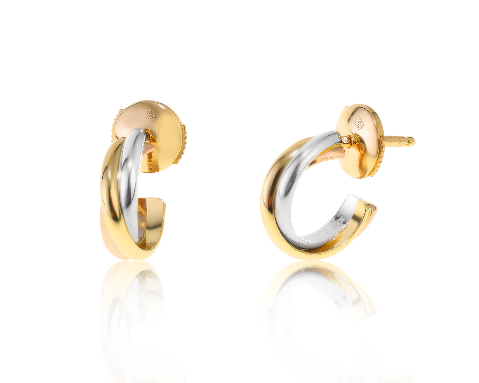 Оригинальные золотые серьги Cartier Trinity 150423/2