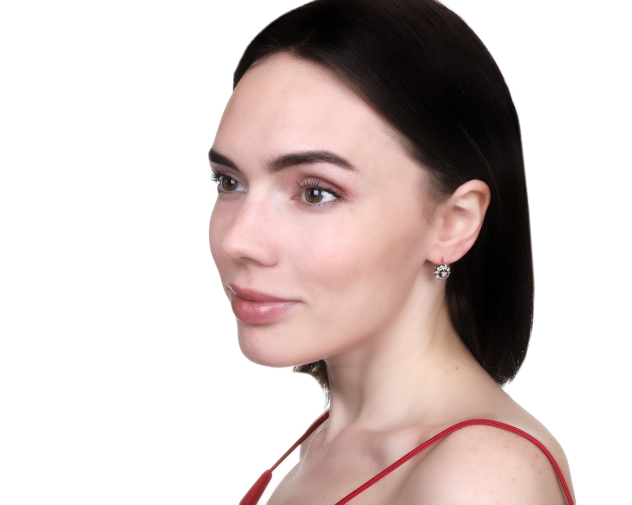 Романтичные золотые серьги с бриллиантами 0.75ct