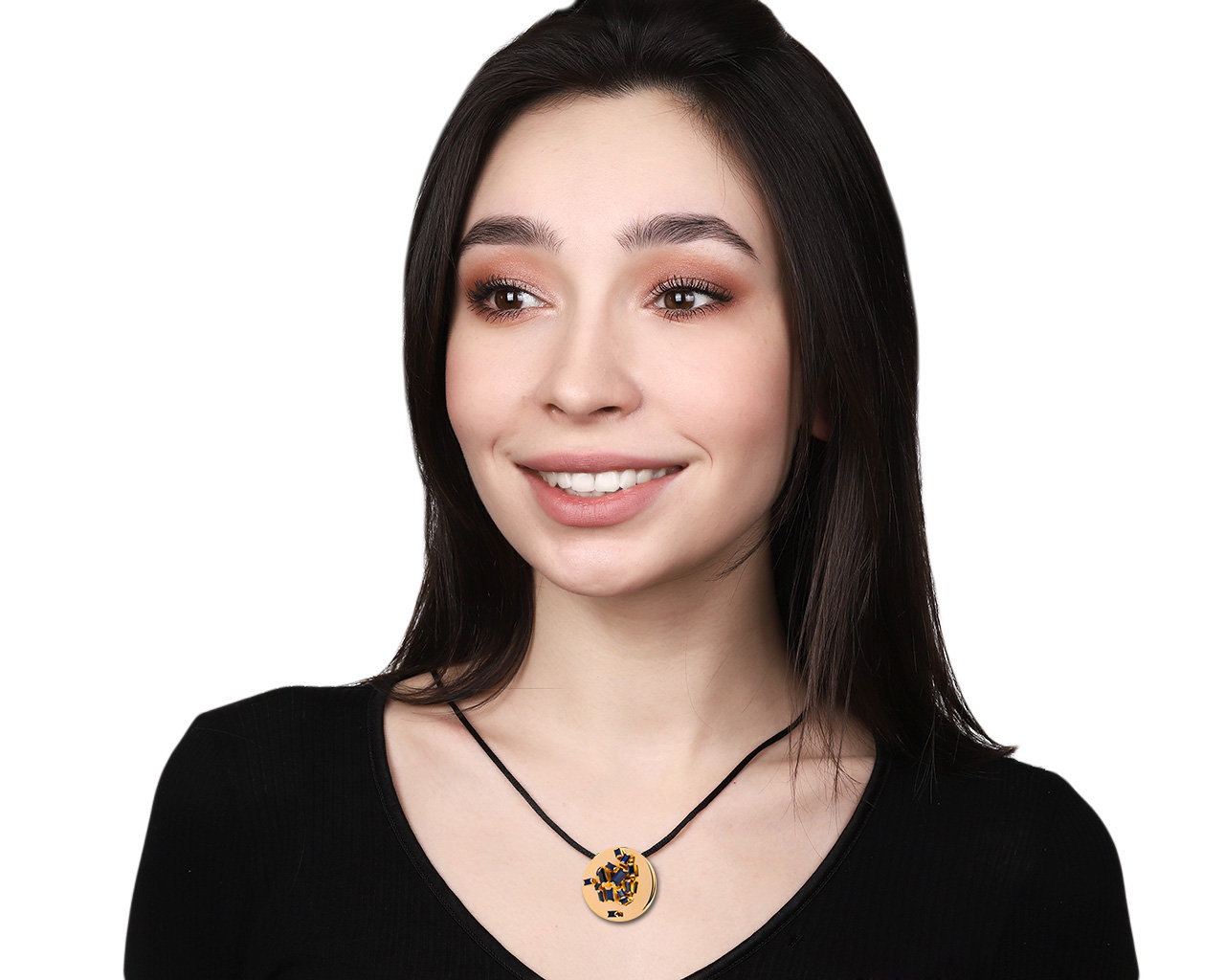 Стильный золотой кулон с сапфирами 3.65ct