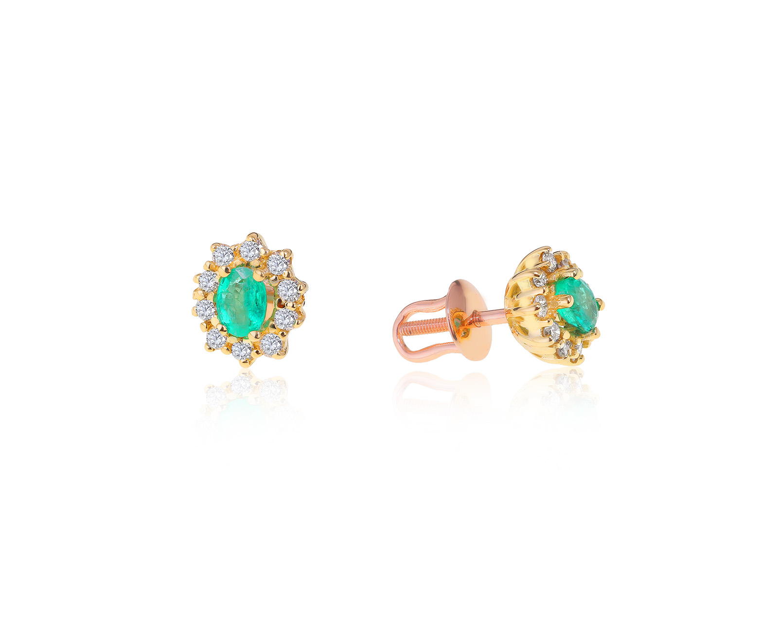 Нарядные золотые серьги с изумрудами 0.61ct 210522/1