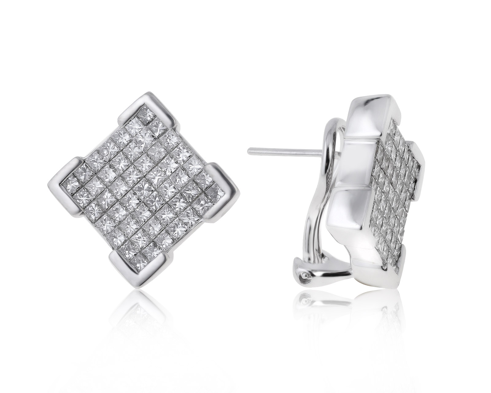 Богатые золотые серьги с бриллиантами 3.11ct 090821/3