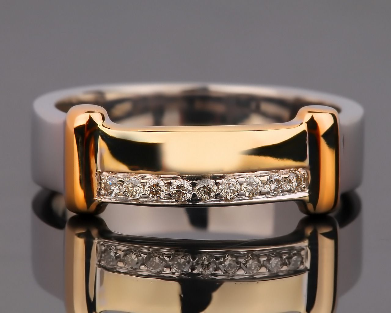 Стильное золотое кольцо-дорожка с бриллиантами 0.10ct 200216/5