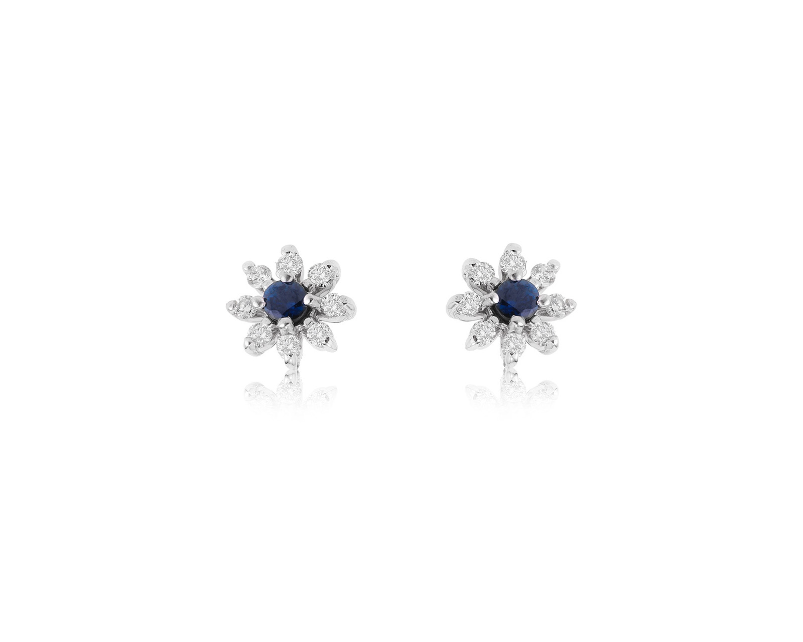 Золотые серьги с сапфирами 0.28ct и бриллиантами 0.25ct