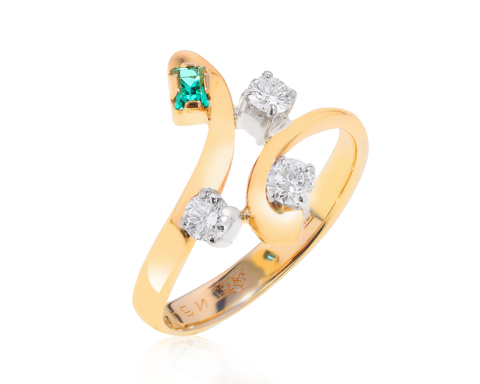 Модное золотое кольцо с бриллиантами 0.36ct