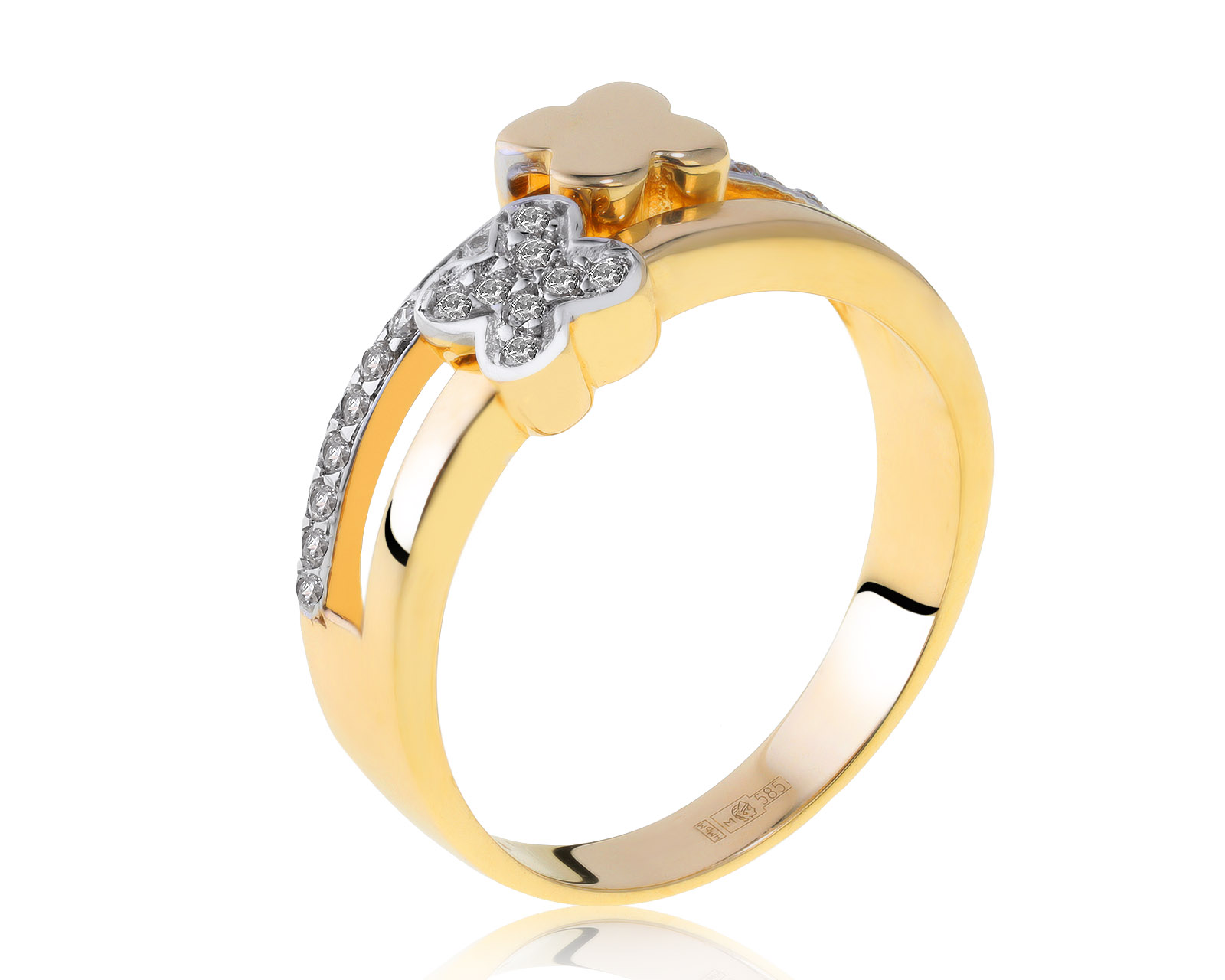 Оригинальное золотое кольцо с цирконами Roberto Bravo