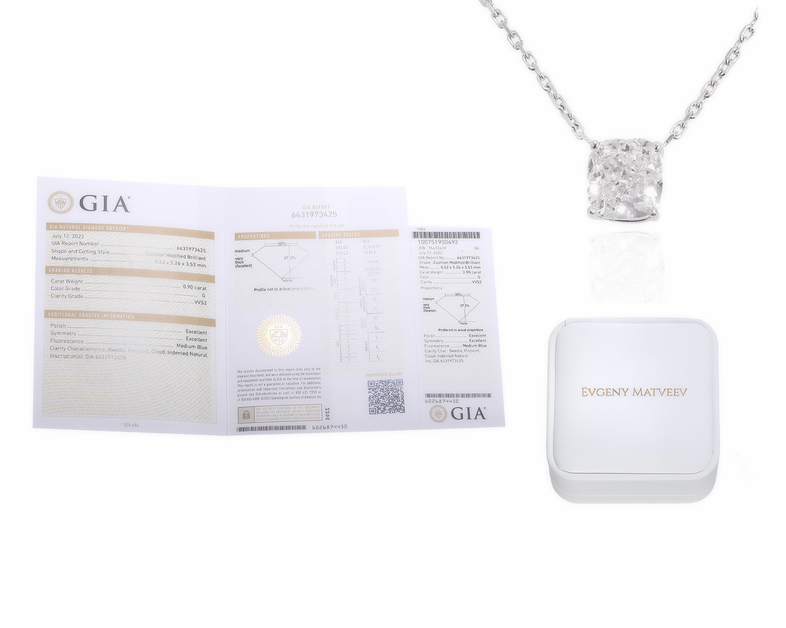 Золотое колье с бриллиантом 0.90ct Evgeny Matveev