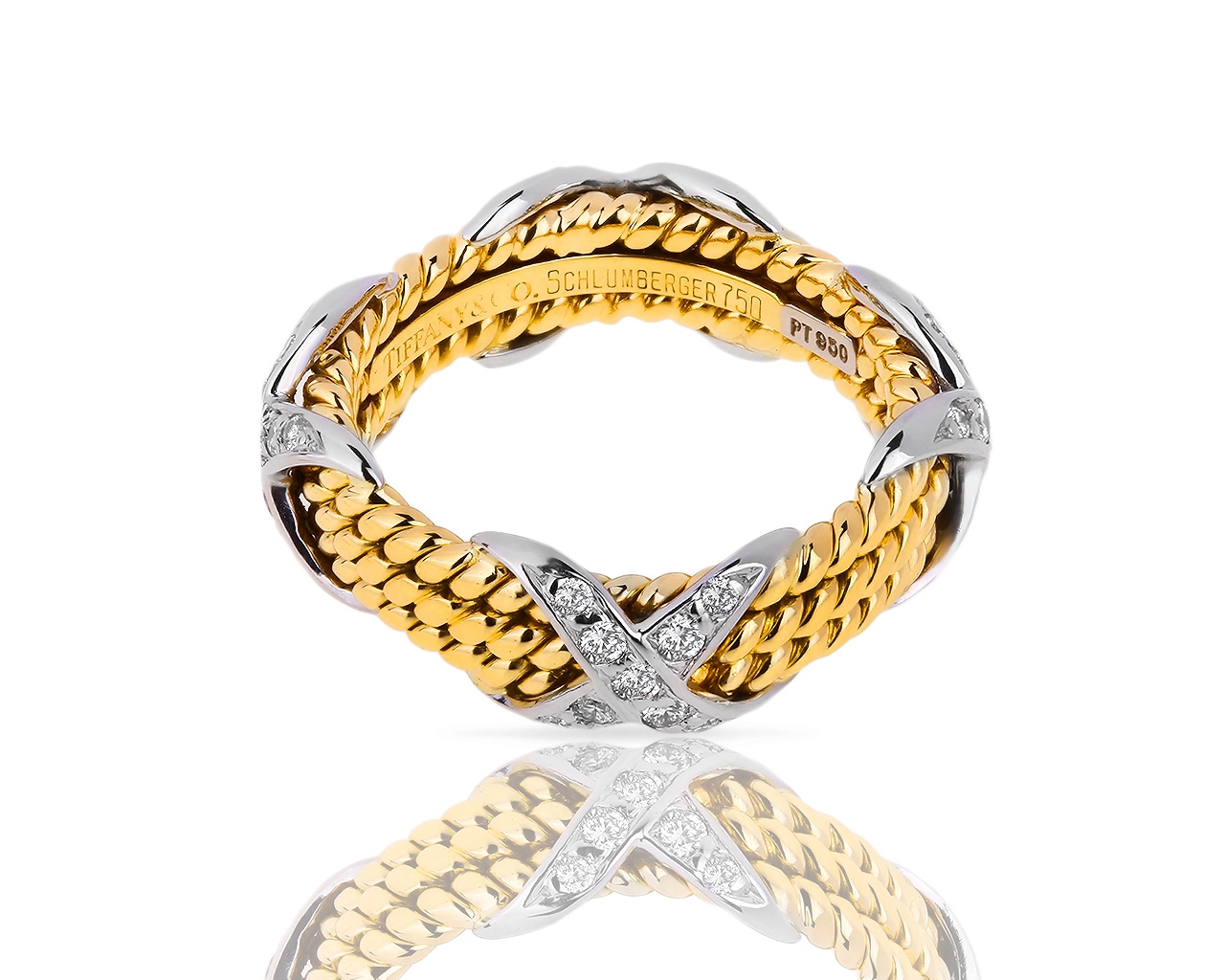 Шикарное кольцо с бриллиантами Tiffany&Co Schlumberger Rope X