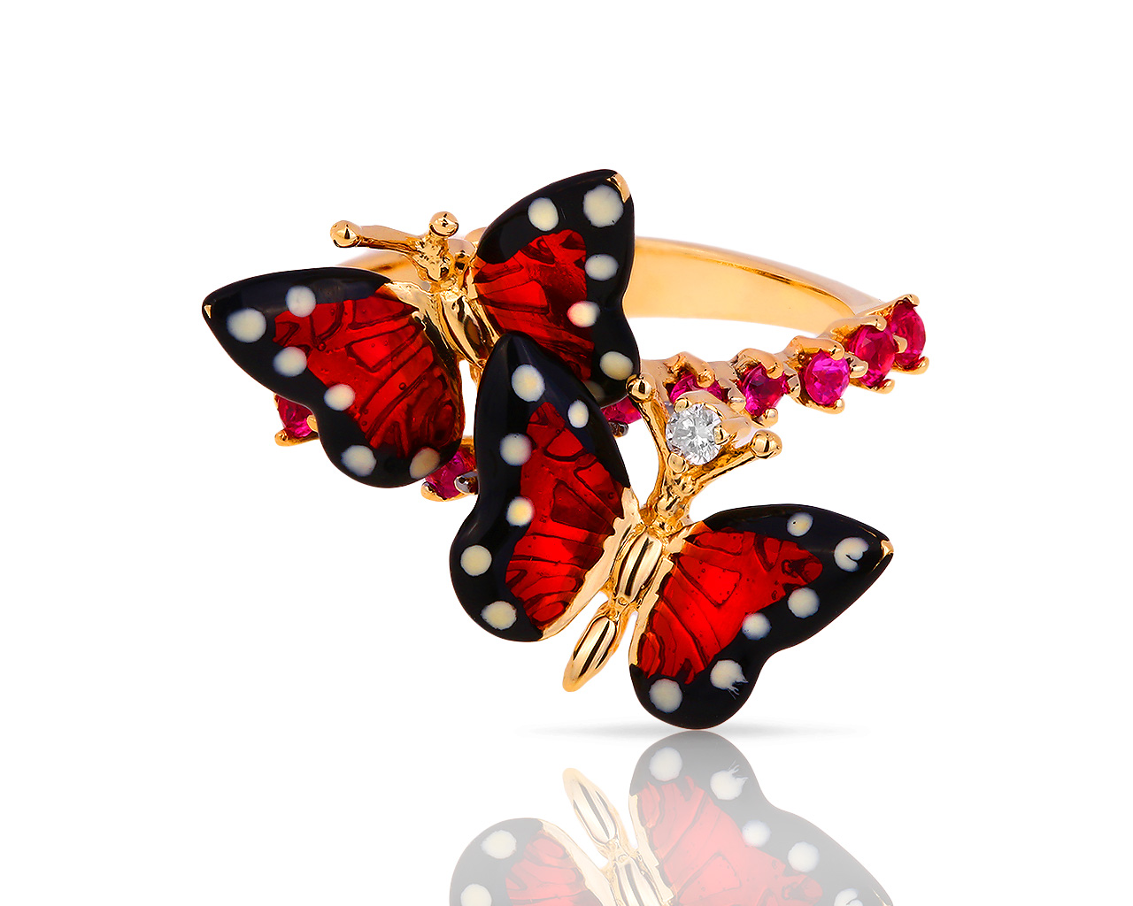 Яркое золотое кольцо с цветными эмалями Roberto Bravo 100618/3