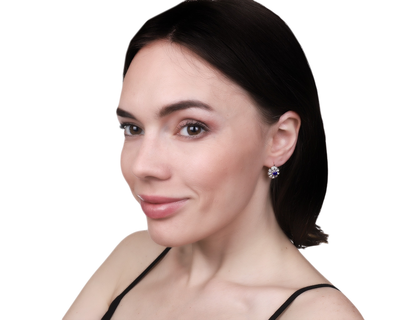 Модные золотые серьги с сапфирами 0.96ct