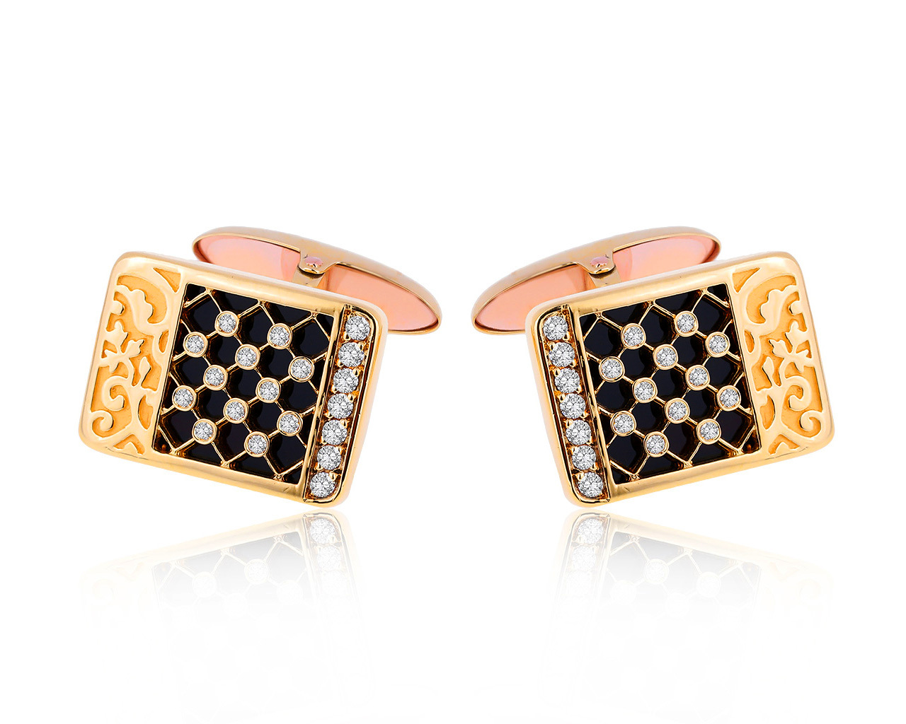 Оригинальные золотые запонки с бриллиантами 0.35ct Carrera y Carrera Seda Imperial Sierpes 091120/8