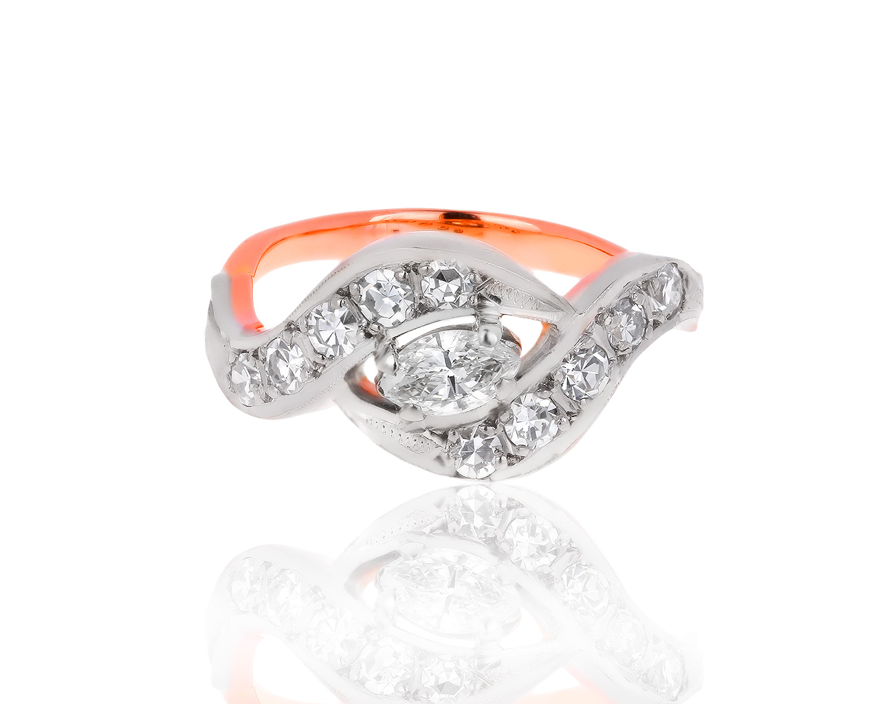 Винтажное золотое кольцо с бриллиантами 0.63ct 300719/10