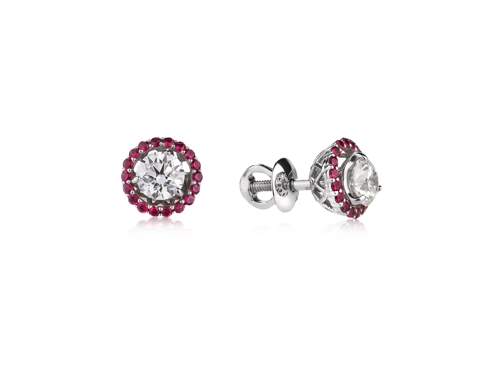 Оригинальные золотые серьги с рубинами 0.19ct и бриллиантами 0.56ct Lykov`s Jewellery 040626/КМ383; 040626/КМ384