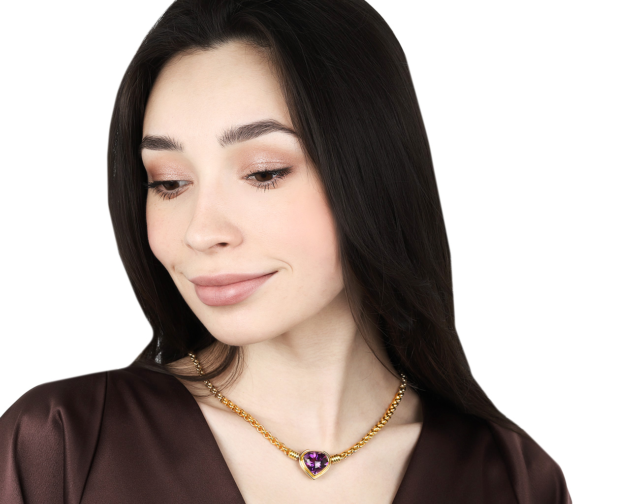 Оригинальное золотое колье с аметистом 19.23ct Adler
