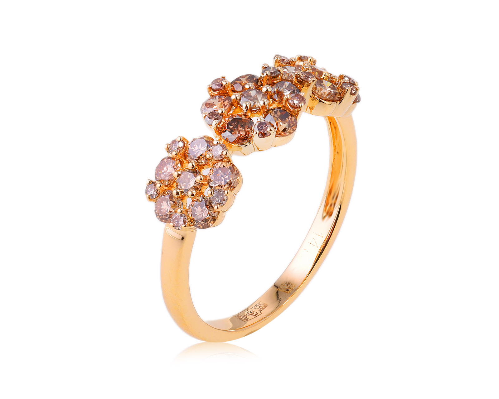Золотое кольцо с коньячными бриллиантами 1.10ct 101123/5