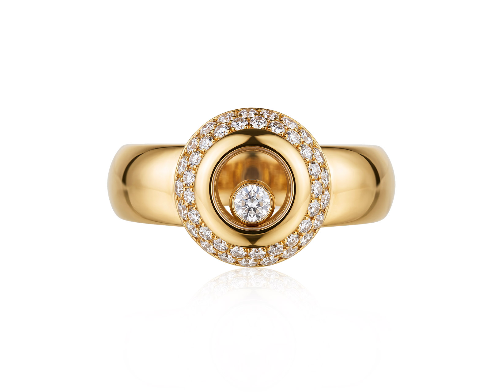 Оригинальное золотое кольцо Chopard Happy Diamonds Happy Sport