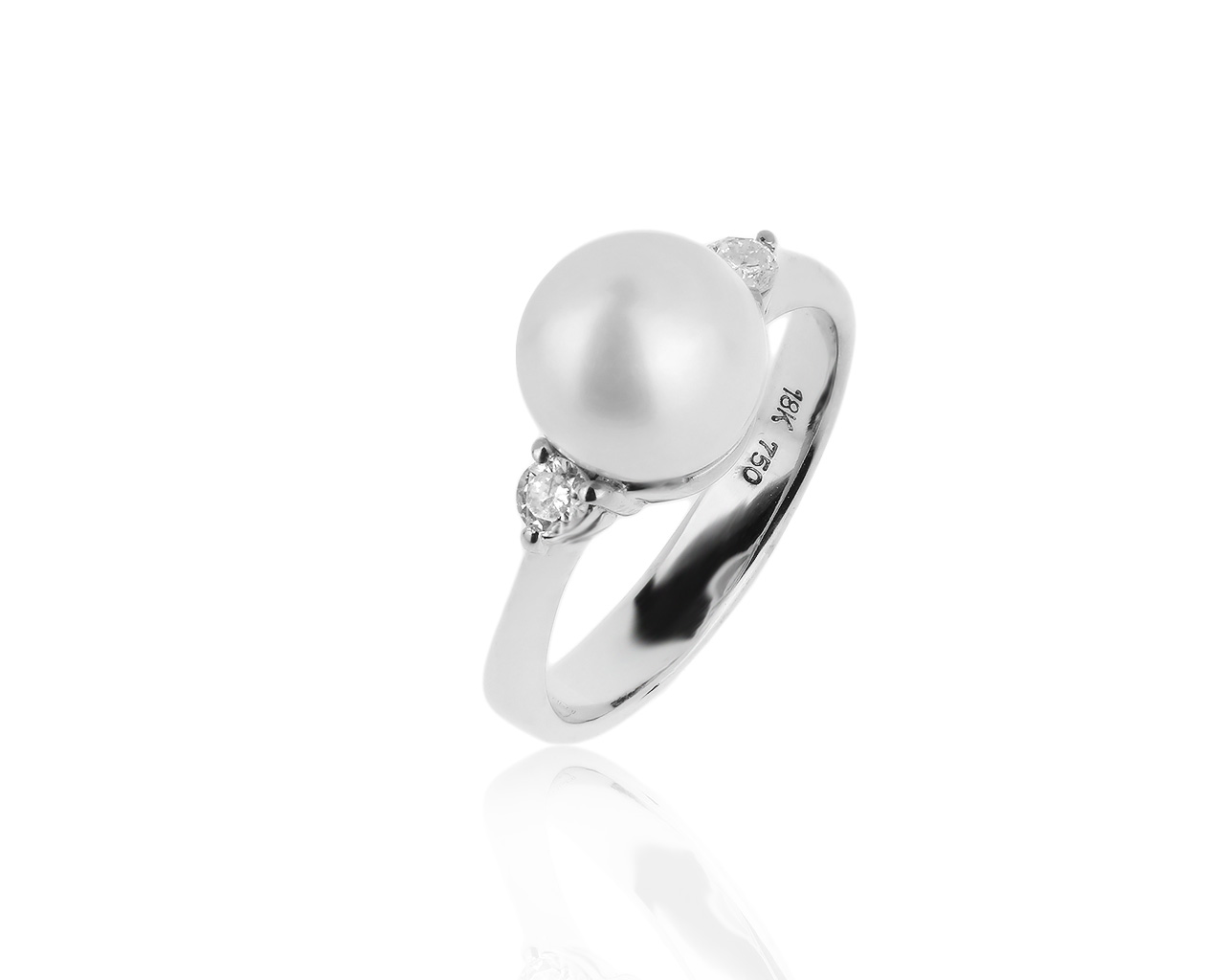 Стильное золотое кольцо с жемчугом 8.30 мм 241219/25